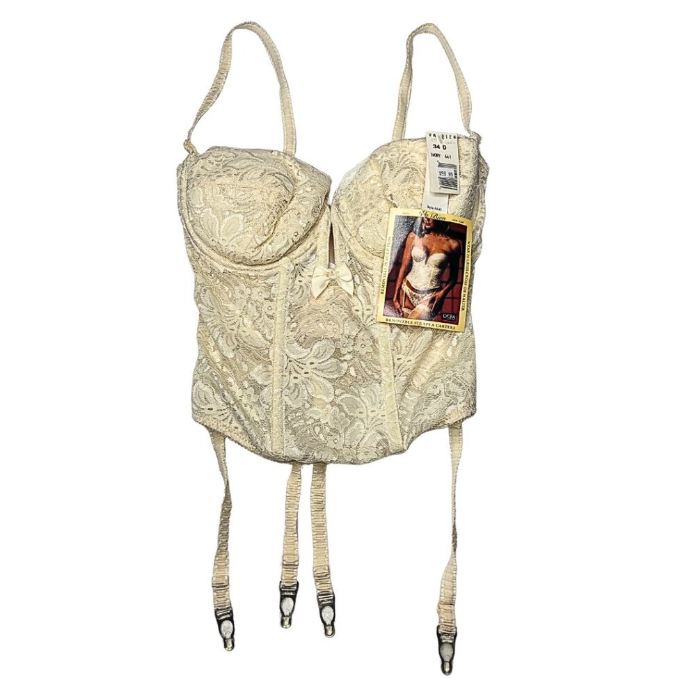 NWT Ivory Lace Bustier Corset Top w Garters Vintage Inspired Retail $98.95